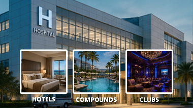 Hospital building representing healthcare security systems