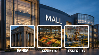 Shopping mall representing commercial security solutions